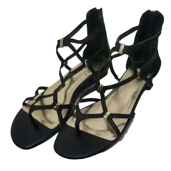 black glitter gladiator sandals Womens Size 10 - Picture 1 of 7